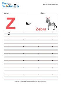 Capital Alphabet Tracing Worksheet Letter Z