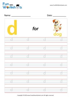 Small Alphabet tracing Worksheet Letter d