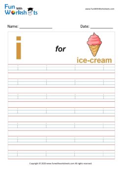 Small Alphabet tracing Worksheet Letter i