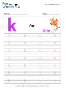 Small Alphabet tracing Worksheet Letter k