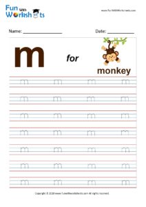 Small Alphabet tracing Worksheet Letter m