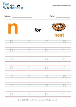 Small Alphabet tracing Worksheet Letter n