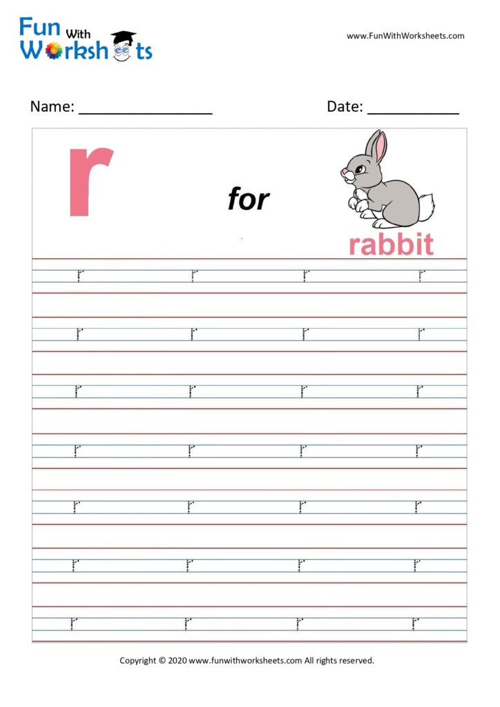 Small Alphabet tracing Worksheet Letter r