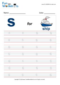 Small Alphabet tracing Worksheet Letter s