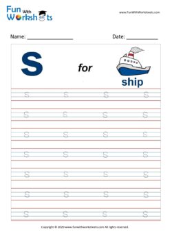 Small Alphabet tracing Worksheet Letter s