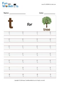 Small Alphabet tracing Worksheet Letter t
