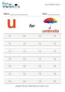 Small Alphabet tracing Worksheet Letter u