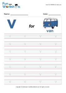 Small Alphabet tracing Worksheet Letter v