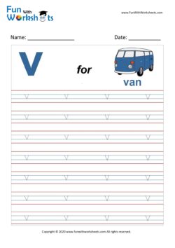 Small Alphabet tracing Worksheet Letter v