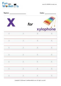 Small Alphabet tracing Worksheet Letter x