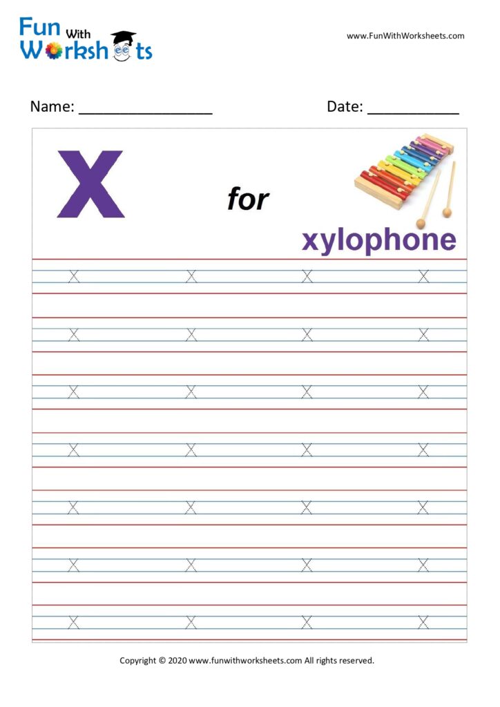 Small Alphabet tracing Worksheet Letter x