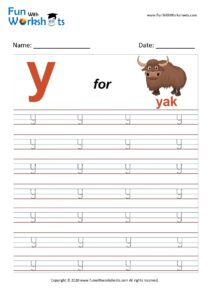 Small Alphabet tracing Worksheet Letter y
