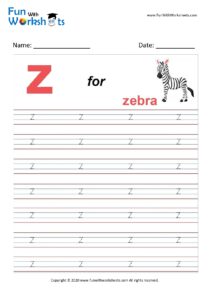 Small Alphabet tracing Worksheet Letter z