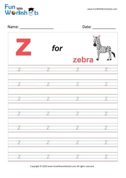 Small Alphabet tracing Worksheet Letter z