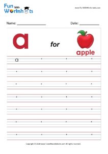 Small Alphabet writing practice Worksheet Letter a