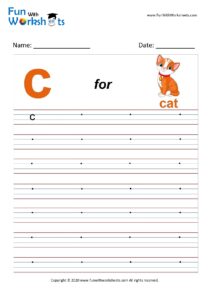 Small Alphabet writing practice Worksheet Letter c