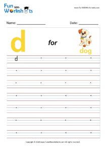 Small Alphabet writing practice Worksheet Letter d