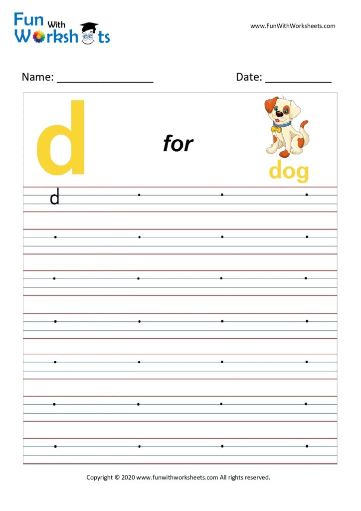 Small Alphabet writing practice Worksheet Letter d