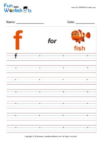 Small Alphabet writing practice Worksheet Letter f