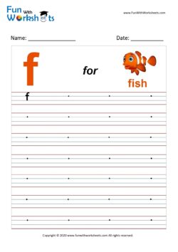 Small Alphabet writing practice Worksheet Letter f