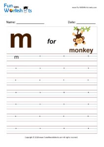 Small Alphabet writing practice Worksheet Letter m