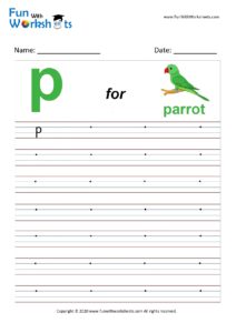 Small Alphabet writing practice Worksheet Letter p