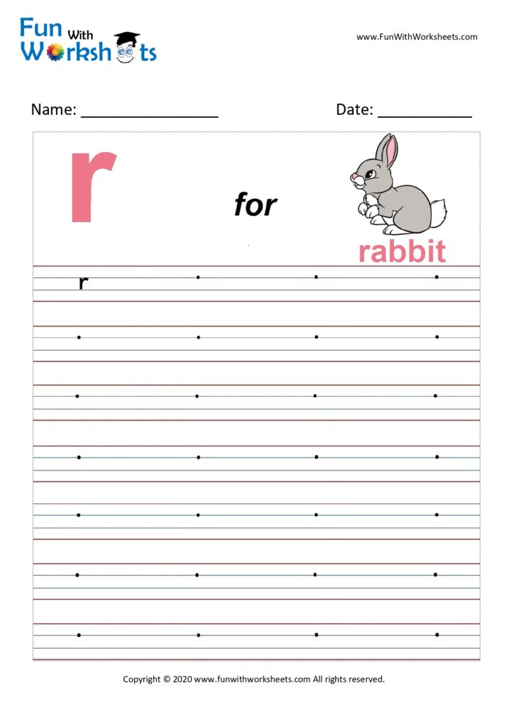 Small Alphabet writing practice Worksheet Letter r