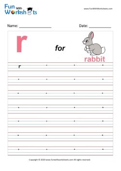 Small Alphabet writing practice Worksheet Letter r