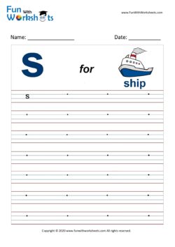 Small Alphabet writing practice Worksheet Letter s