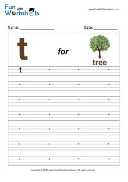 Small Alphabet writing practice Worksheet Letter t