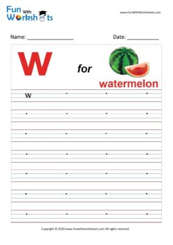 Small Alphabet writing practice Worksheet Letter w