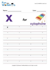 Small Alphabet writing practice Worksheet Letter x