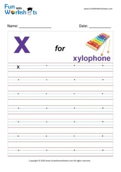 Small Alphabet writing practice Worksheet Letter x