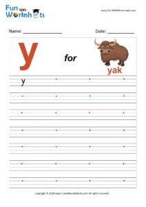Small Alphabet writing practice Worksheet Letter y