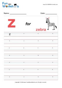 Small Alphabet writing practice Worksheet Letter z