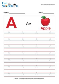 Capital A Alphabet Tracing Worksheet