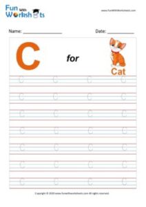 Capital C Alphabet Tracing Worksheet