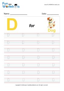 Capital D Alphabet Tracing Worksheet