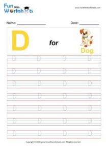 Capital D Alphabet Tracing Worksheet