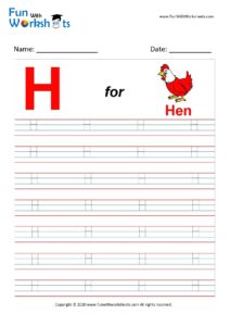 Capital H Alphabet Tracing Worksheet