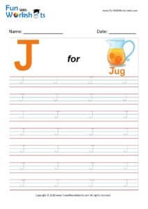 Capital J Alphabet Tracing Worksheet