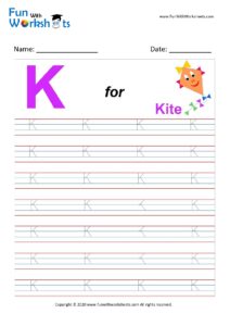 Capital K Alphabet Tracing Worksheet
