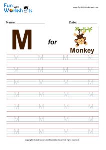 Capital M Alphabet Tracing Worksheet