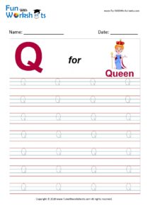 Capital Q Alphabet Tracing Worksheet