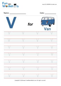 Capital V Alphabet Tracing Worksheet