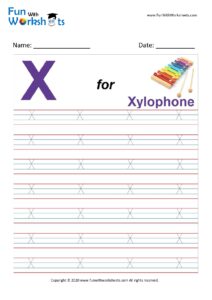 Capital X Alphabet Tracing Worksheet