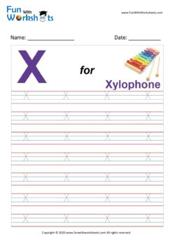 Capital X Alphabet Tracing Worksheet