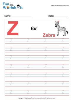 Capital Z Alphabet Tracing Worksheet