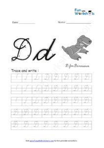 Cursive Handwriting Capital Alphabet D Practice