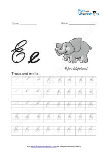 Cursive Handwriting Capital Alphabet E Practice